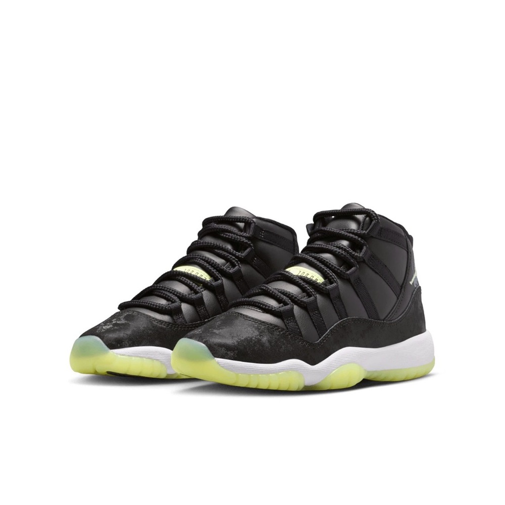 Jordan Athletic Shoes Black and Neon Green